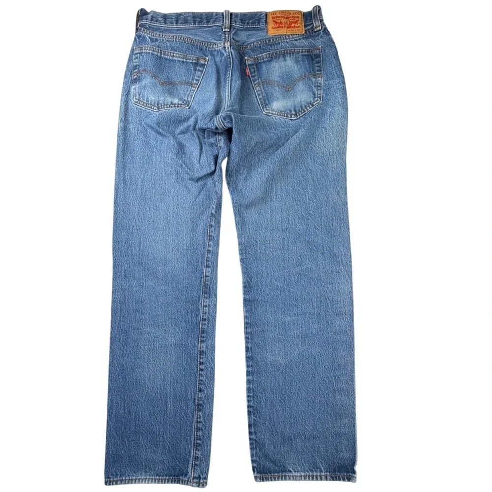 Levis 501 Original Fit Mens Blue Denim Straight Leg Button Fly Jeans W35x34